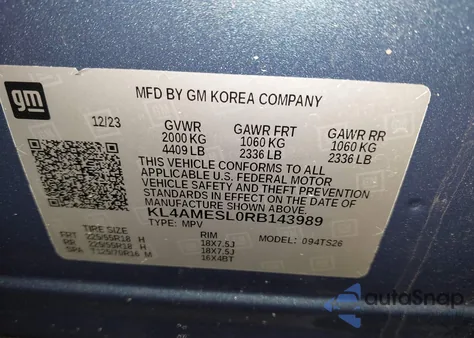 2024 Buick Encore Gx Sport Touring Awd from USA, damaged, VIN KL4AMESL0RB143989